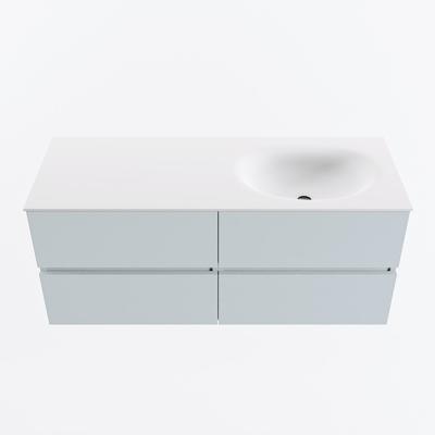 MONDIAZ VICA 120cm badmeubel onderkast Clay 4 lades. Wastafel MOON rechts zonder kraangat, kleur Talc.