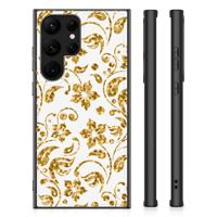 Samsung Galaxy S23 Ultra Bloemen Hoesje Gouden Bloemen - thumbnail