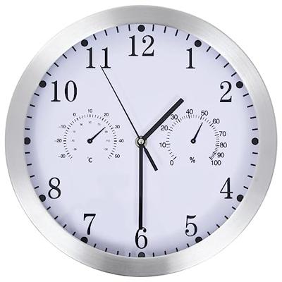 VidaXL Wandklok met quartz-mechanisme hygrometer thermometer 30 cm wit