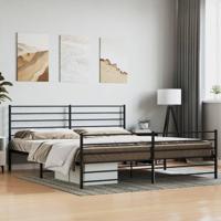 Bedframe met hoofd- en voeteneinde metaal zwart 193x203 cm - thumbnail