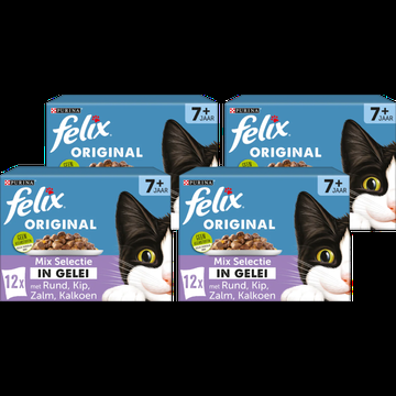 FELIX® Original Senior Mix Selectie in Gelei Kattenvoer 4 x 12 x 85 g bij Jumbo FELIX® Original Senior Mix Selectie in Gelei Kattenvoer 4 x 12 x 85 g bij Jumbo