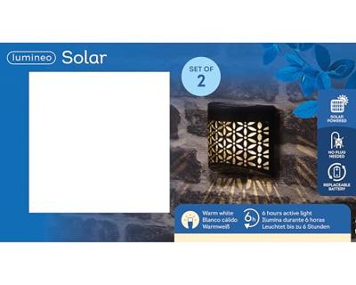 Solar wandlamp l5b11h11 cm zwart 2st Lumineo - Lumineo