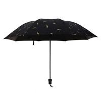 Veer patroon paraplu dual-use drie vouwen handmatige controle draagbare zonnebrandcrème regen paraplu winddicht parasol (zwart) - thumbnail