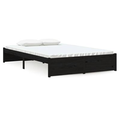 Bedframe massief hout zwart 120x190 cm 4FT Small Double Bedframe massief hout zwart 120x190 cm 4FT Small Double