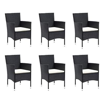 7-delige Tuinset met kussens poly rattan zwart - thumbnail