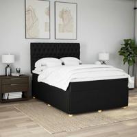 Boxspring met matras stof zwart 140x190 cm - thumbnail