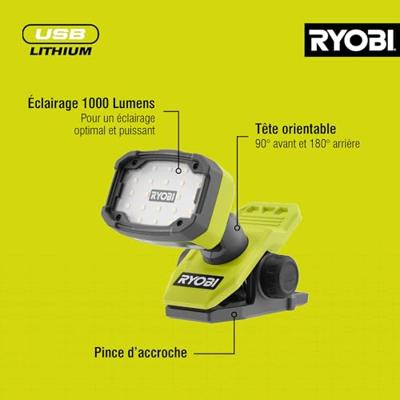 Ryobi RLC4-0 | USB Lithium 4V accu klemlamp - 5133006312 Ryobi RLC4-0 | USB Lithium 4V accu klemlamp - 5133006312