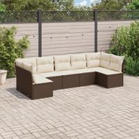 8-delige Loungeset met kussens poly rattan bruin - thumbnail