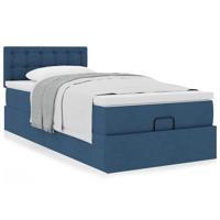 Ottoman bed met matras 120x190 cm stof blauw - thumbnail