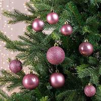 Decoris kerstballen set Glas 42st poederroze 5-6-7cm - thumbnail