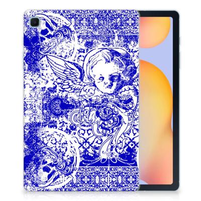 Tablet BackCover Samsung Galaxy Tab S6 Lite | S6 Lite (2022) Angel Skull Blauw Tablet BackCover Samsung Galaxy Tab S6 Lite | S6 Lite (2022) Angel Skull Blauw