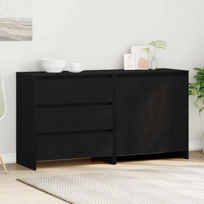 Dressoir met lade 2 pcs Zwart 70 x 41 x 75 cm Bewerkt hout