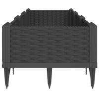 VidaXL Plantenbak met pinnen 125x40x28,5 cm polypropeen zwart - thumbnail