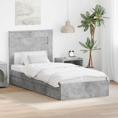 Bedframe met lade Beton Grijs 90 x 190 cm Bewerkt hout