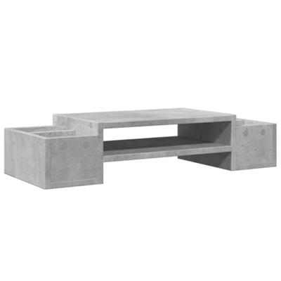 Monitorstandaard met opbergruimte 70x27x15 cm hout betongrijs Monitorstandaard met opbergruimte 70x27x15 cm hout betongrijs