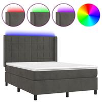 Boxspring met matras en LED fluweel donkergrijs 140x200 cm - thumbnail