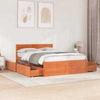 Bedframe zonder matras massief grenenhout wasbruin 135x190 cm - thumbnail