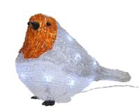 LED roodborst acryl buiten op batterij 11x21x14 cm 20L koelwit Kerst KSD - Ksd - thumbnail