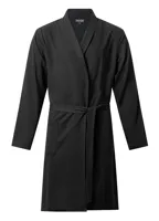 Outfitter heren Fleece Badjas - Black wafel - Warme fleece ochtendjas zwart - thumbnail