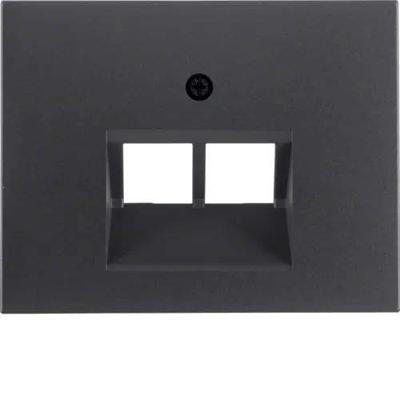 Centraalplaat UAE doos 2 x RJ45 Berker K1 antraciet mat 14097006