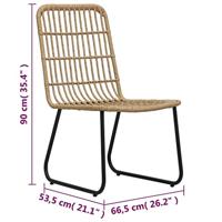 3-delige Bistroset poly rattan eikenkleurig - thumbnail