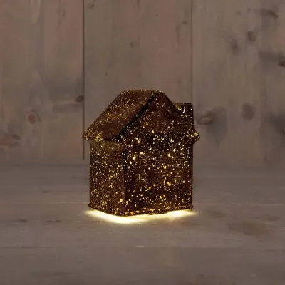 Anna's Collection LED glazen huisje 10 lampjes metallic brons 12,5 x 7,5 x 14cm Anna's Collection LED glazen huisje 10 lampjes metallic brons 12,5 x 7,5 x 14cm