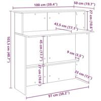 Receptiebalie 100x50x103,5 cm bewerkt hout oud houtkleurig - thumbnail