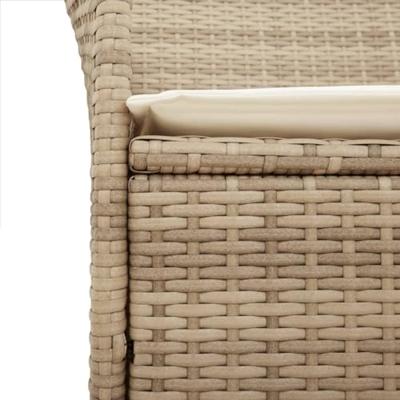 Tuinstoelen 2 st met kussens poly rattan en massief hout beige - thumbnail