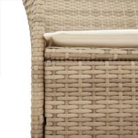 Tuinstoelen 2 st met kussens poly rattan en massief hout beige - thumbnail