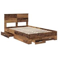 Bedframe met hoofdeinde Oudhout 120 x 200 cm Bewerkt hout - thumbnail