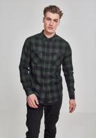 Urban Classics geruit flanellen slim fit overhemd donkergroen/zwart - thumbnail