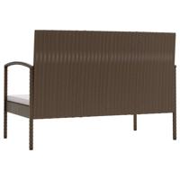 8-delige Loungeset met kussens poly rattan bruin - thumbnail