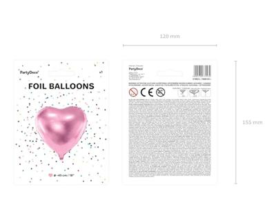 Folieballon Hart Metallic Lichtroze - 45 cm