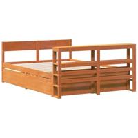 Bedframe zonder matras massief grenenhout wasbruin 120x200 cm - thumbnail