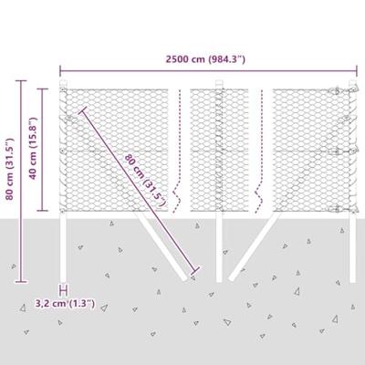 VidaXL Afrasteringspaal zilver 25 x 0,4 m (25 mm gaas) staal