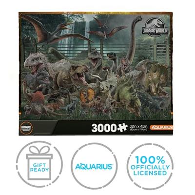 AQUARIUS Jurassic World Size Chart 3000 stuks puzzel (3000 stukjes legpuzzel) - Glare Free - Precision Fit - Officieel gelicenseerde Jurassic World Merchandise & Collectibles - 106 x 71 cm
