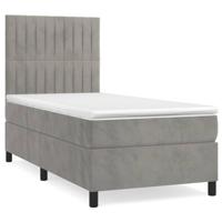 Boxspring met matras fluweel lichtgrijs 90x190 cm - thumbnail