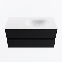 MONDIAZ VICA 100cm badmeubel onderkast Urban 2 lades. Wastafel MOON rechts 1 kraangat, kleur Talc. - thumbnail