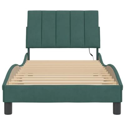 Bedframe met LED-verlichting fluweel donkergroen 80x200 cm