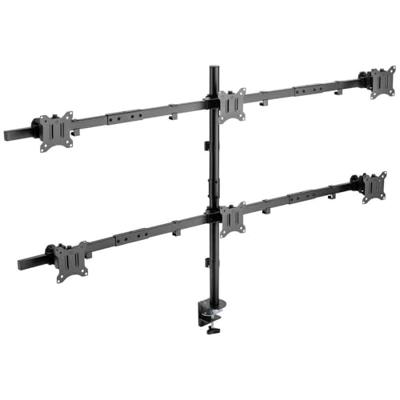 SpeaKa Professional SP-MM-1010 Monitor-tafelbeugel Aantal monteerbare displays: 6 Display(s) 43,2 cm (17) - 81,3 cm (32) Zwart (RAL 7001) Kantelbaar, Zwenkbaar