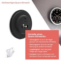 Mebus 56731 Wandklok Kwarts 25 cm x 4 cm Zilver - thumbnail