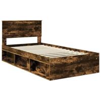 Bedframe Gerookt eiken 100 x 200 cm Massief grenenhout - thumbnail