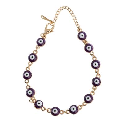 Armband Paarse Boze Ogen Goudkleurig Armband Paarse Boze Ogen Goudkleurig