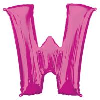 Folieballon Roze Letter &apos;W&apos; 83 cm - thumbnail