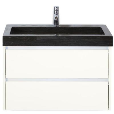Dante Badmeubelset 80 cm - Wit Hoogglans - Wastafel Hardsteen Wit Lucca