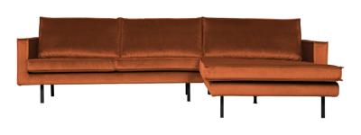 WOOOD Loungebank 'Rodeo' Rechts, Velvet, kleur Roestbruin