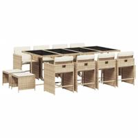 13-delige Tuinset met kussens poly rattan beige - thumbnail