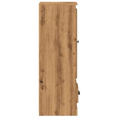 Hoge kast 36x35,5x103,5 cm bewerkt hout artisanaal eikenkleurig