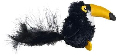 Beeztees kattenspeelgoed Jungle toekan Kanoe pluche 20x10x5cm zwart