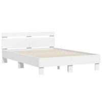 Bedframe met hoofdeinde en LED wit 135x190 cm - thumbnail